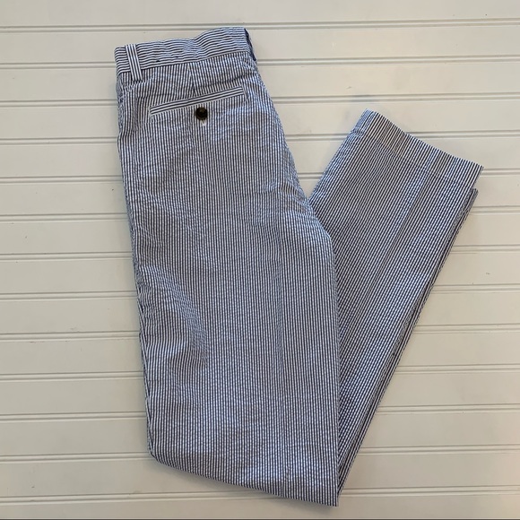 Brooks Brothers Red Fleece Boys Blue/White Sear Sucker Pants - Picture 2 of 11